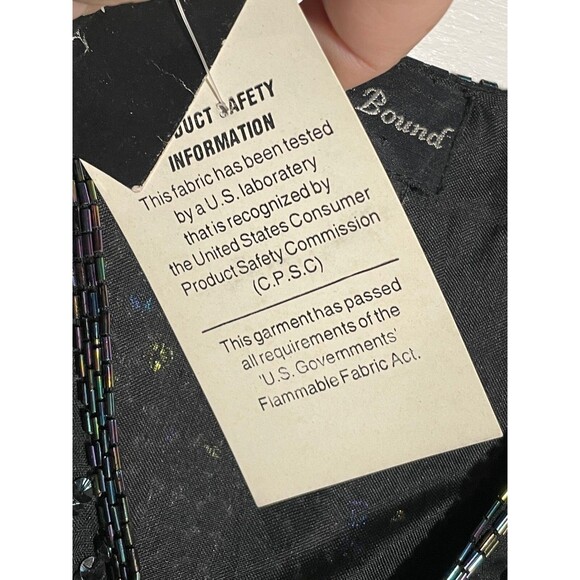 Vintage Black Sequin Vest Spell Bound Cropped Retro 80s 90s NOS NWT Size M - Picture 10 of 14